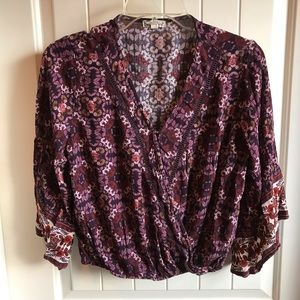 About A Girl Long Sleeve Boho Crop Top XL